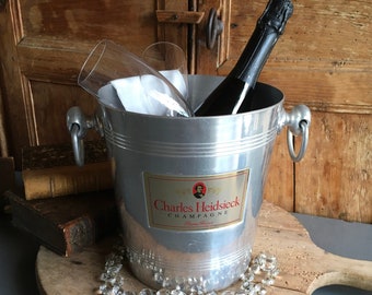 Vintage French CHARLES HEIDSIECK, Reims, Champagne bucket, wine cooler. Bar, Bistro, Advertising.