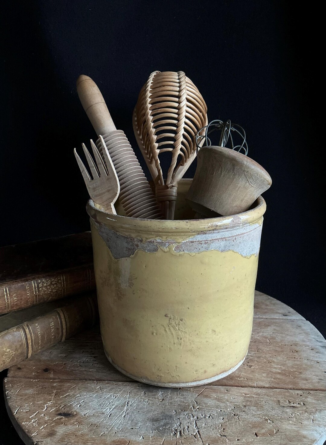 Antique French Stoneware Confit Pot, Crock Pot, Kitchen Utensil ...