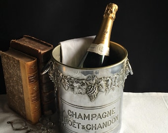 Antik fransk "MOET & CHANDON" champagne, vinkylare, ishink. Förkromad metall och INTE plast! 1930-tal. Utsidan i fantastiskt skick.