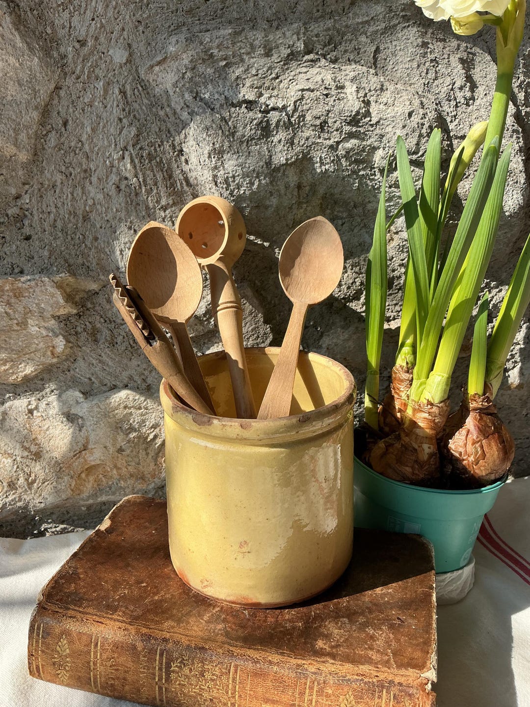 Antique French Confit Pot, Crock Pot, Kitchen Utensil Container ...