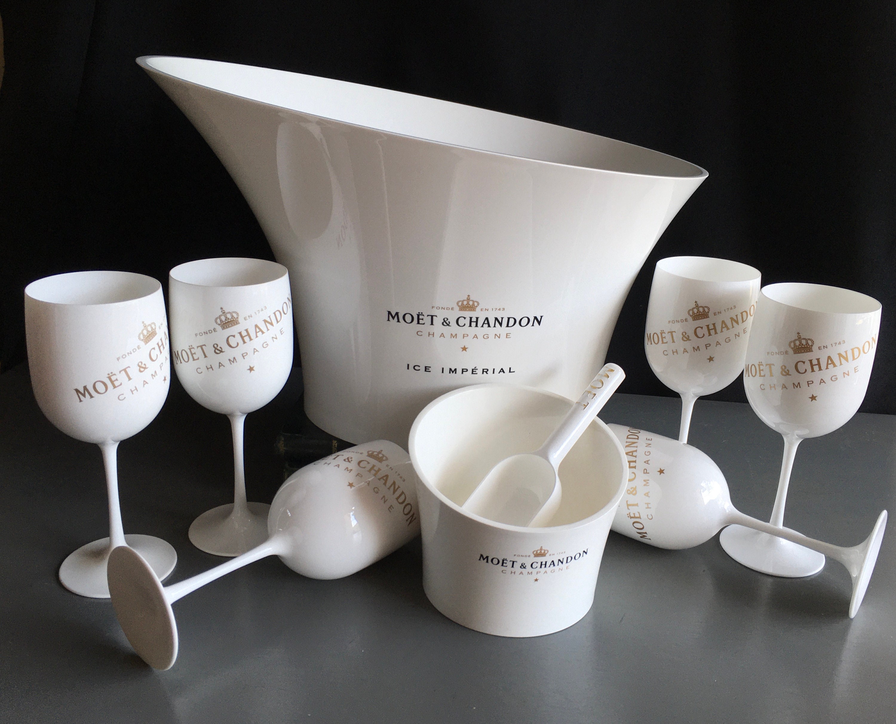 Moet & Chandon Ice Imperial 6 Verres, Icebucket avec Cuillère et Refroidisseur de Bouteille Xxl Mult