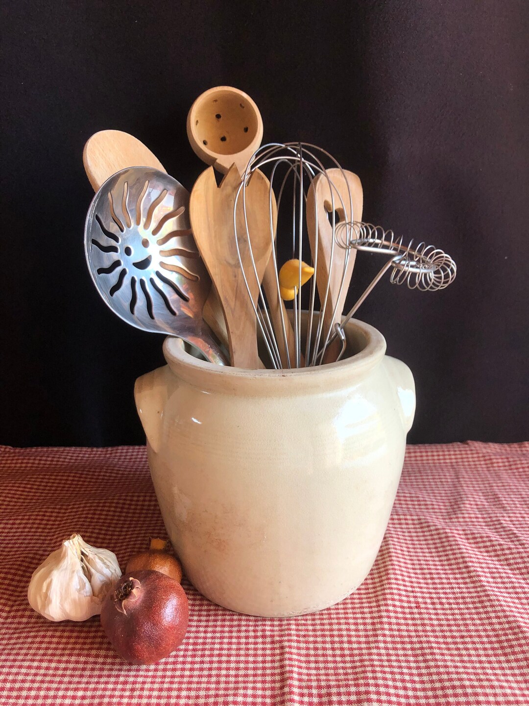 Antique French Beige Stoneware Confit Pot, Crock Pot, Kitchen Utensil ...