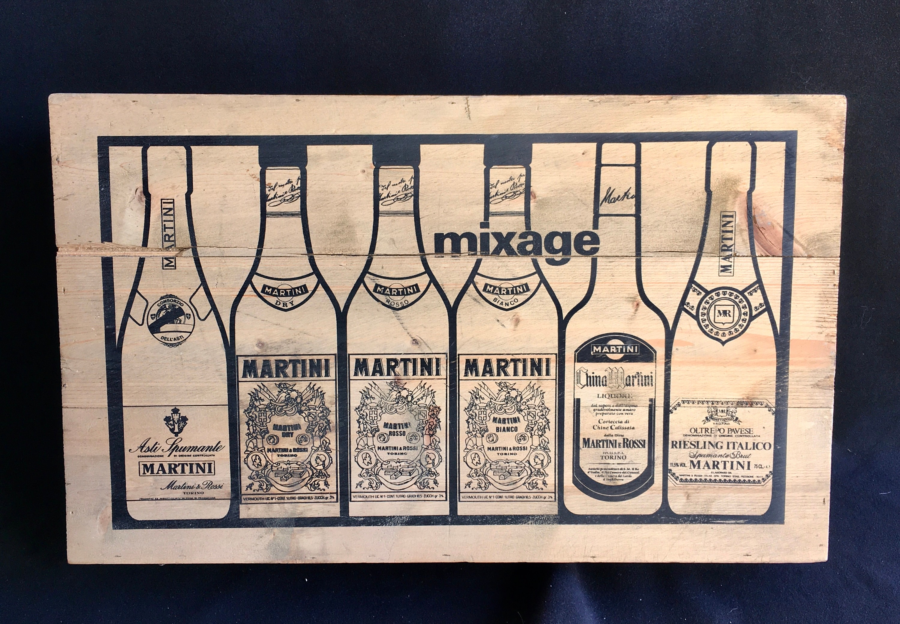 Boîte en Bois à Couvercle Italien Vintage Faite Pour Les Gens No Martini, Party Turin | Torino Itali