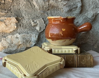 2 ART DECO ceramic bottle coasters, Authentic Vintage French