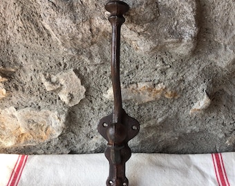 Vintage French Wrought Iron Coat Hook, Retro Industrial Style