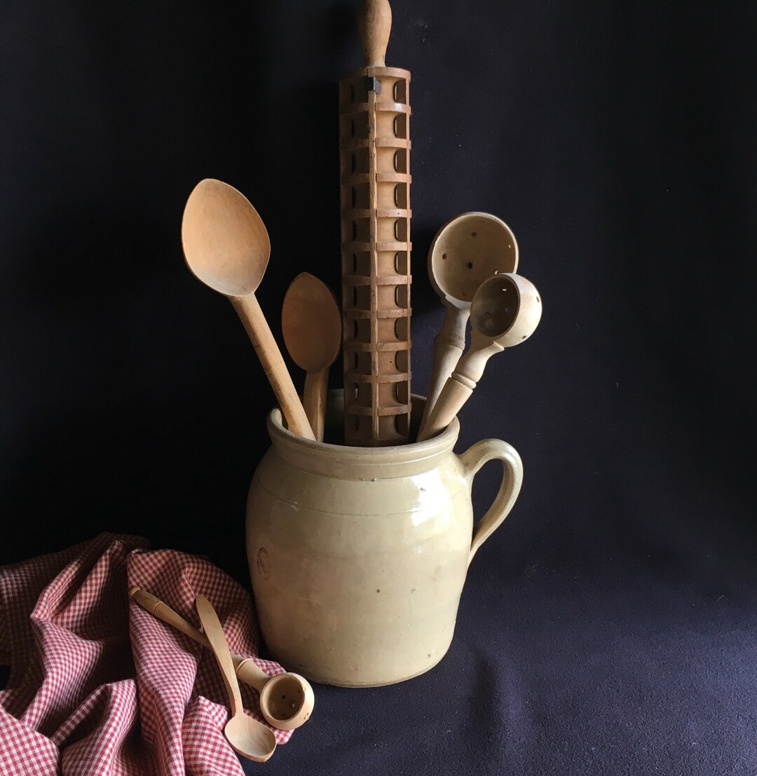 Antique French Beige Stoneware Confit Pot, Crock Pot, Kitchen Utensil ...