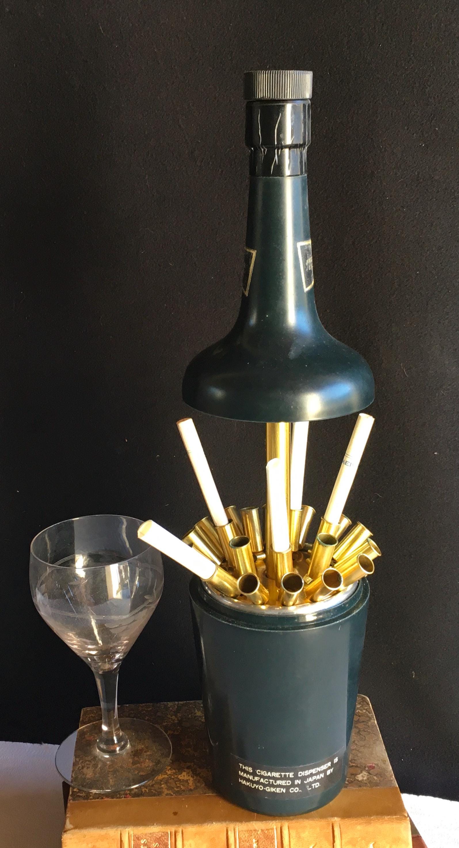 ambassador deluxe scotch cigarette holder Fashion Wine Bottle Dispenser Case With Oil Lighter Cigarettes and parawood coasters are elegantly housed in a vegan leather box with a velvet interior OLDENDO Cigarette Case with Lighter,