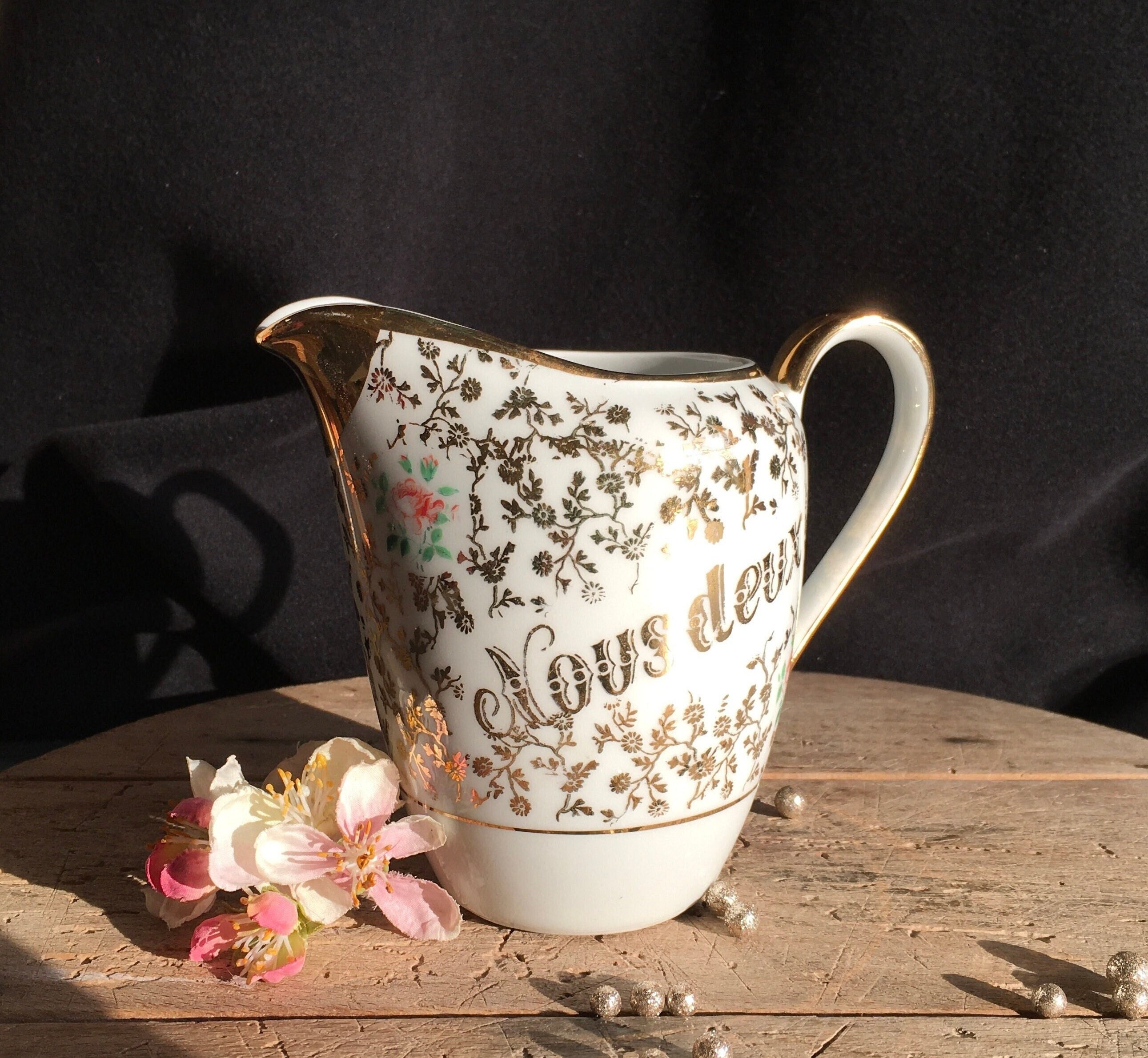 Mignon Cruche à Lait Vintage Français Nous Deux, Cela Faisait Partie Du Cadeau de Mariage Des Années