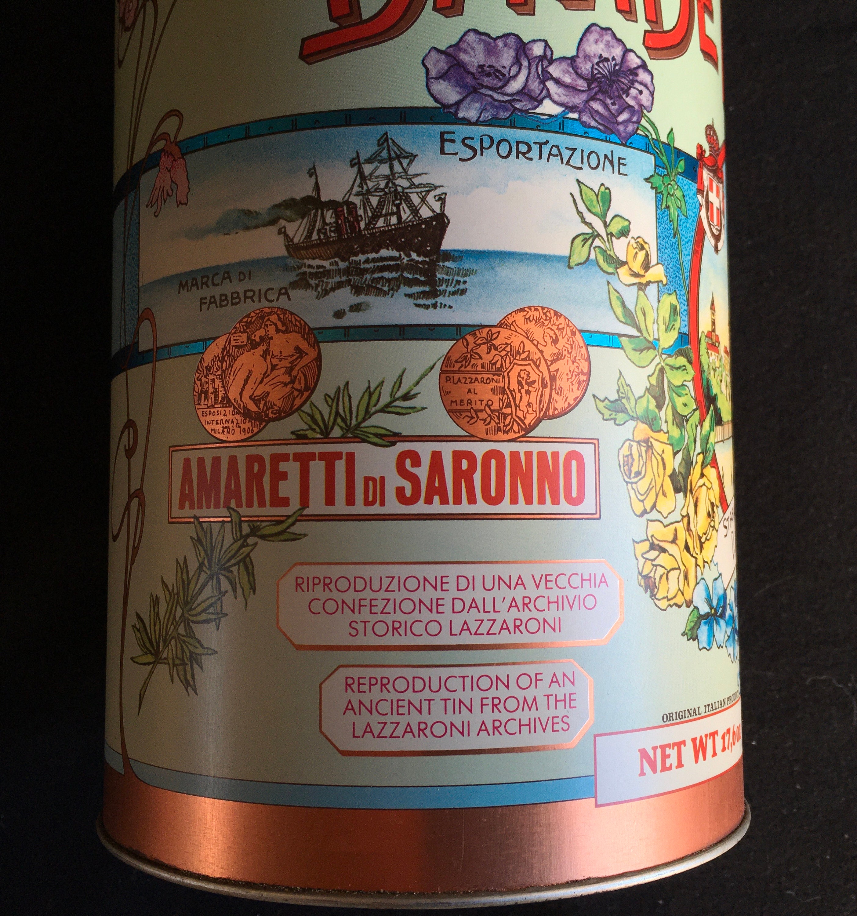 Vintage Italien Amaretti Di Saronno, Davide Lazzaroni & Co Étain, Publicité, Boîtes de Cuisine, Bido