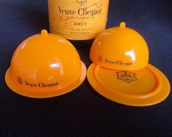 2 VEUVE CLICQUOT Champagne butter dishes, price is for the 2.