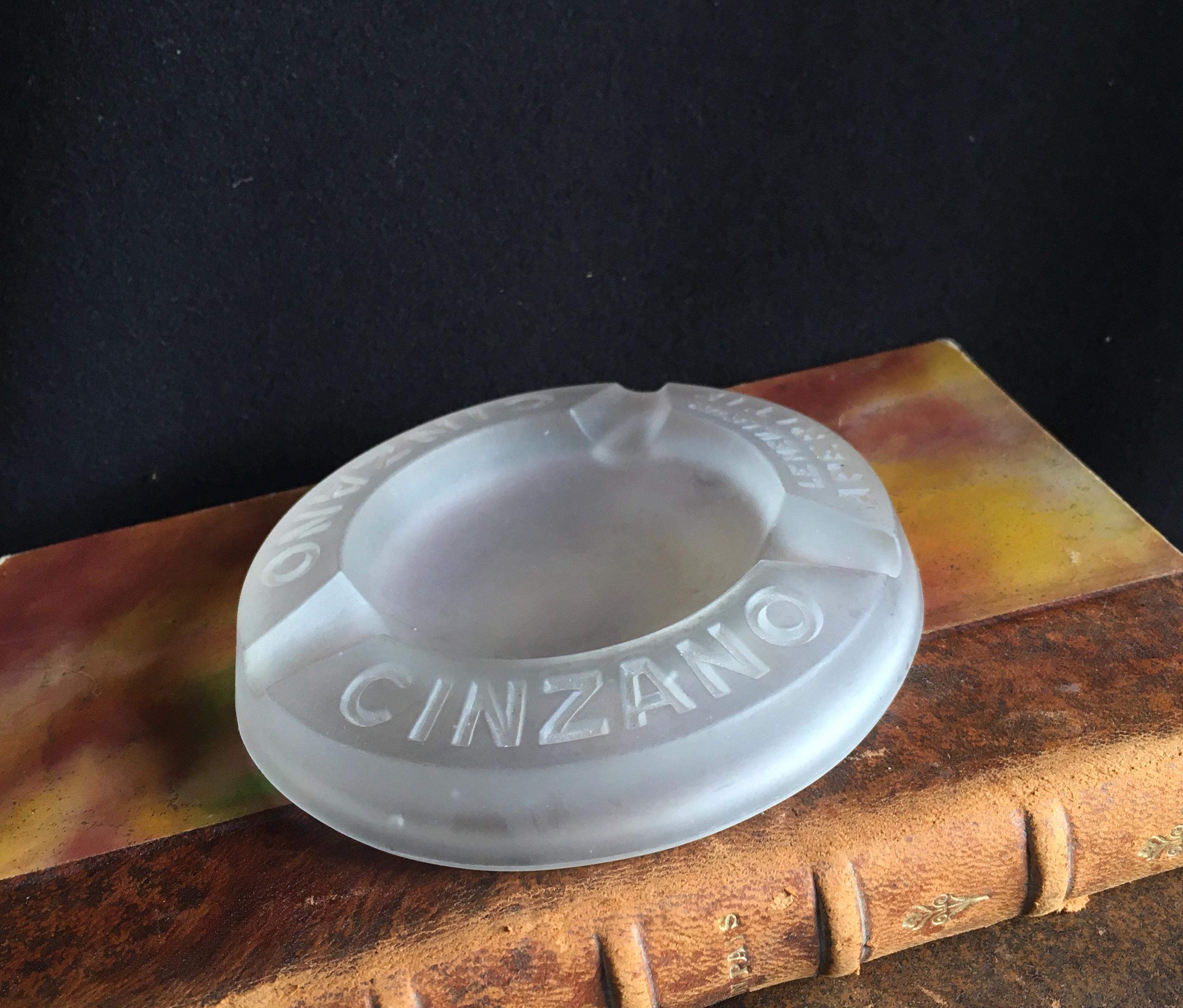 Vintage French Glass CINZANO Ash Tray/ashtray. Made in France