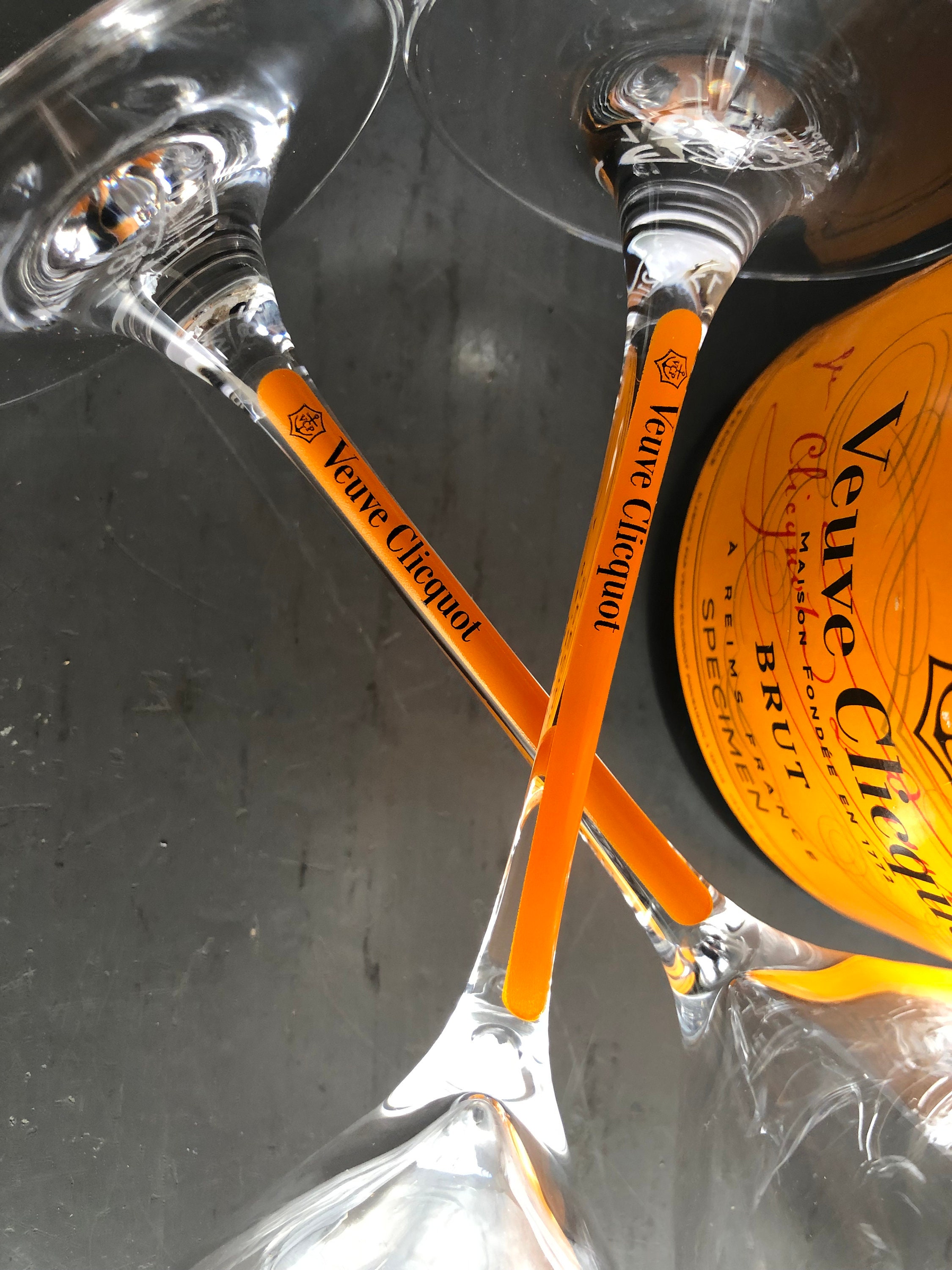 6 Rares Verres Veuves Clicquot Jaunes, Ils Viennent Dans Leur Boîte d'origine et Sont en Parfait Éta