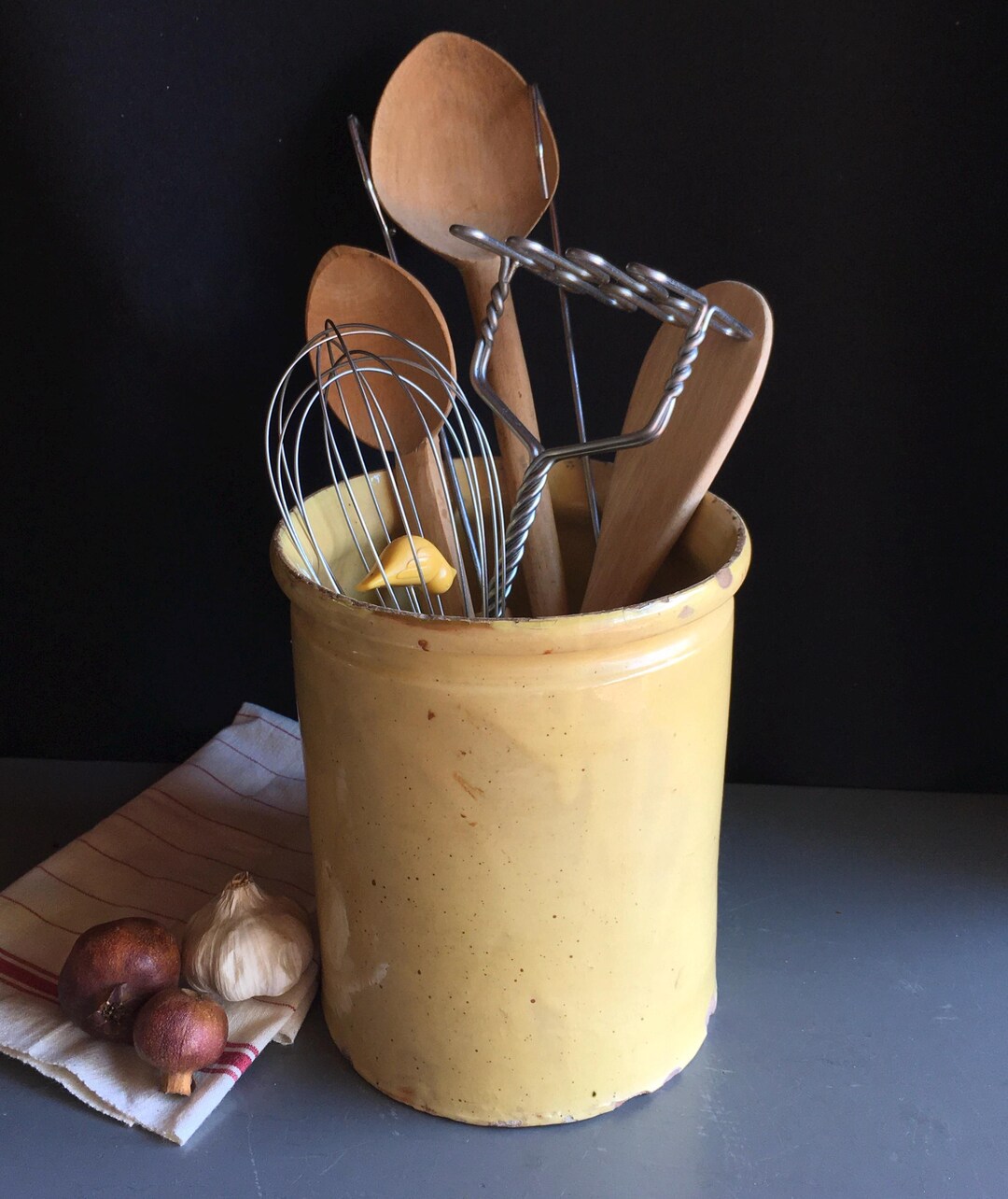 Antique French Stoneware Confit Pot, Crock Pot, Kitchen Utensil ...