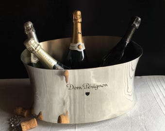 Vintage Dom Perignon Champagner Eimer, polierter Zinn Weinkühler