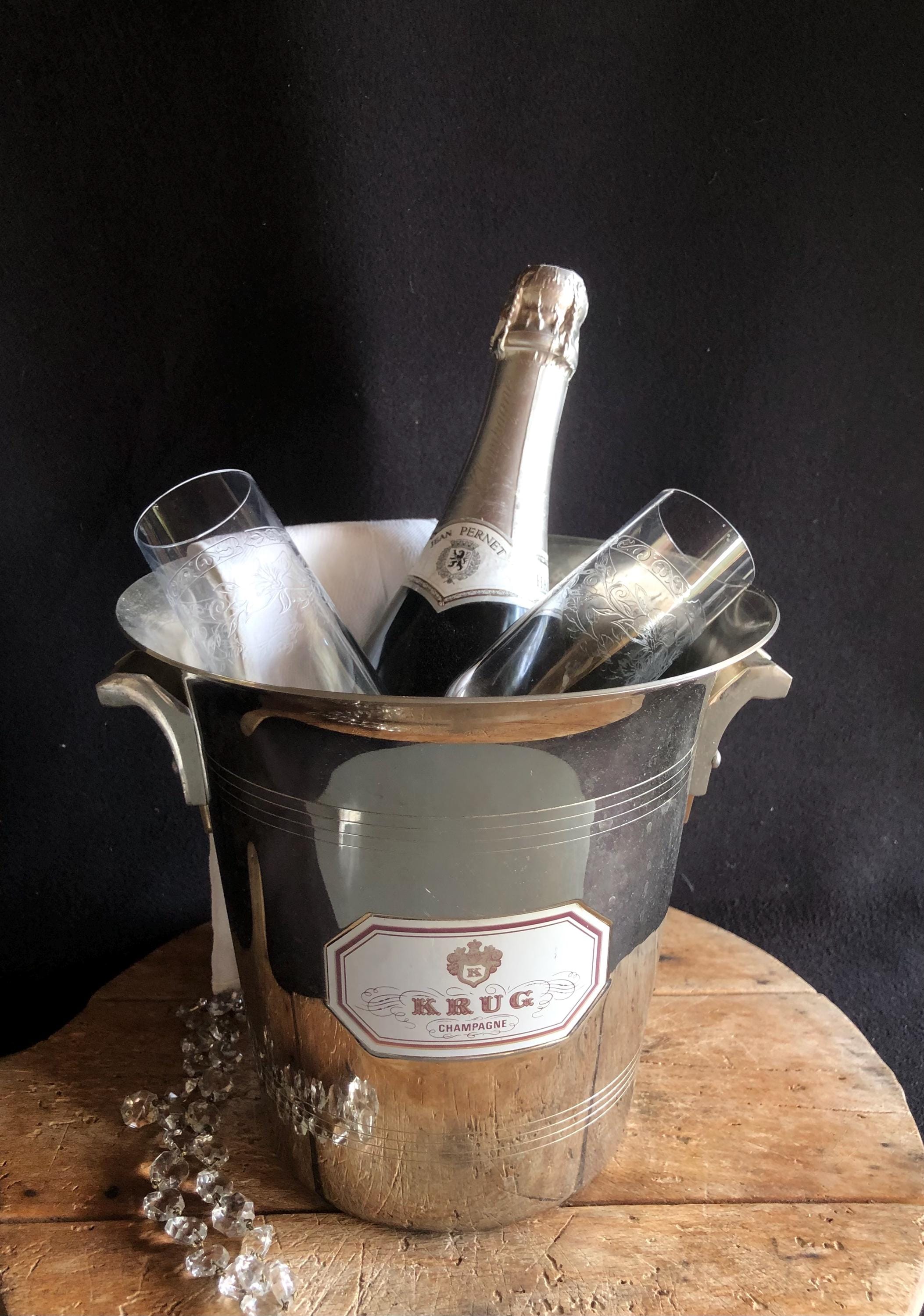 ヴィンテージのKRUGシャンパンクーラー、アイスバケツ。フランス製