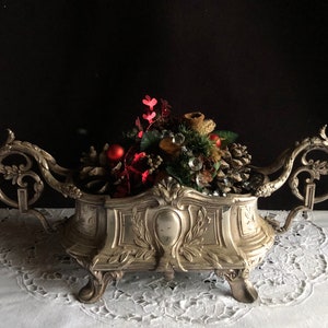 Vintage french Table centre, Jardiniere, planter. Plated cast iron. Ornate and beautiful!