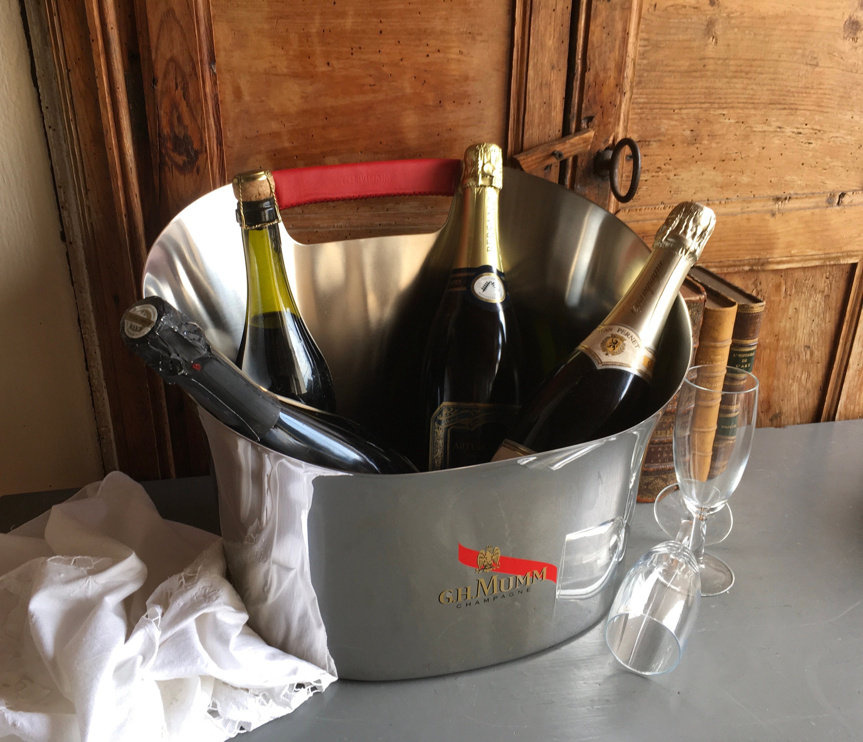 G.h.mumm Champagne Multi Bouteille, Double Taille Magnum, Refroidisseur de Champagne, Seau à Glace.