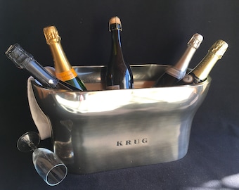 KRUG double MAGNUM Pewter Champagne cooler, French multi bottle, wine cooler, ice bucket. Used but great condition.