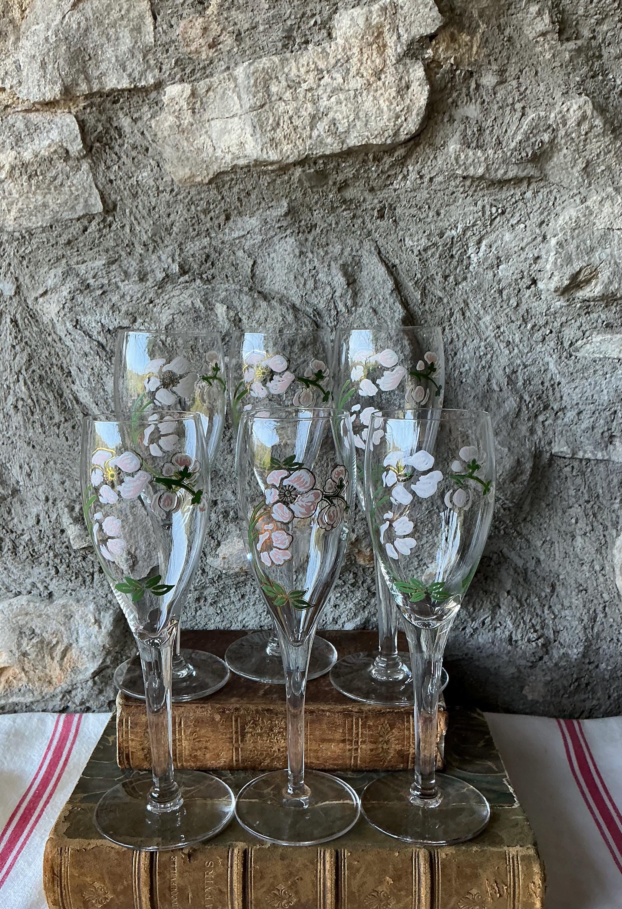 6 Vintage “PERRIER-JOUET” Belle Epoque, Art Nouveau, Crystal