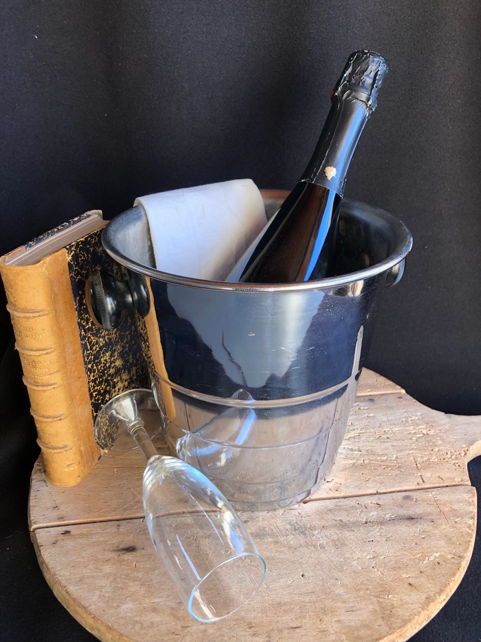 Refroidisseur de Champagne Art Déco Plaqué Nickel, Chromé Des Années 1930, Seau à Glace, Refroidisse