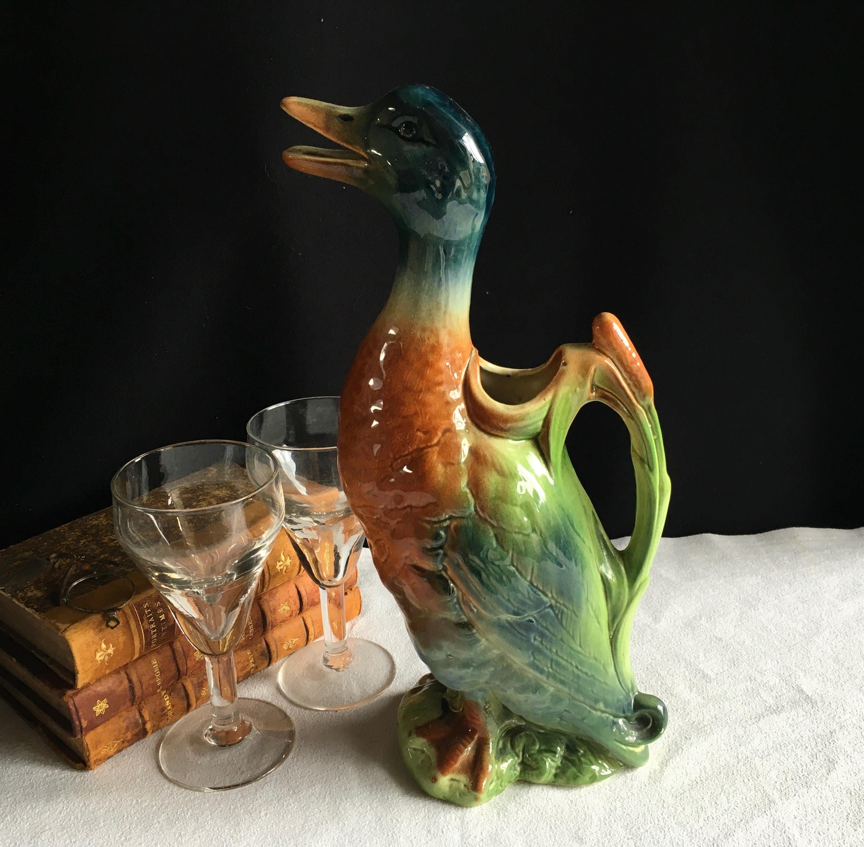英国アンティーク 美しい手描き水鳥カップ2客＆ケーキプレート2枚