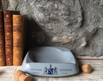 Vintage DE VENOGE Champagne Ashtray, French Ceramic Collectible, Man Cave Decor