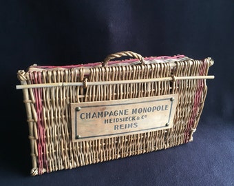 Cesta de mimbre MONOPOLE HEIDSIECK & Co. champán. 1950