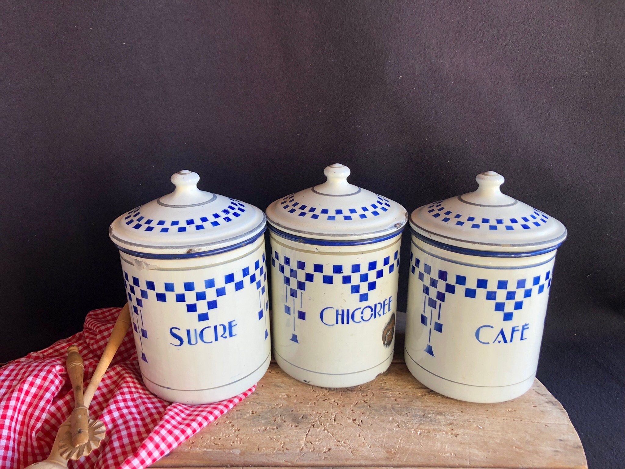 Pichet Lustucru En Céramique Bleue – Vintage, Pot à Lait, Décoration Ancienne
