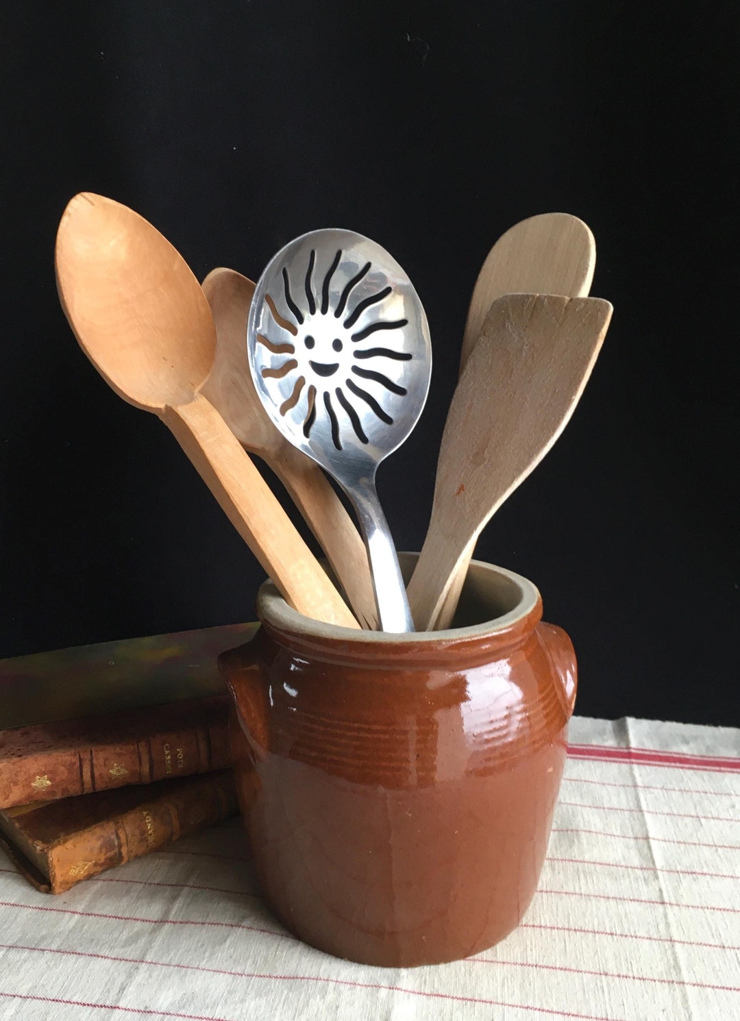 Vintage French BROWN Stoneware Confit Pot, Crock Pot, Kitchen Utensil ...