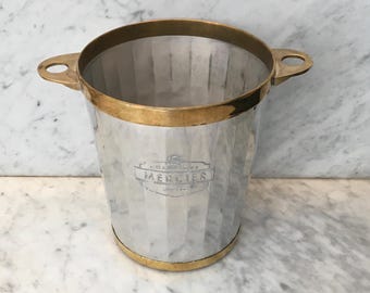 Secchiello per champagne Art Déco Mercier, refrigeratore per vino francese, finiture in ottone