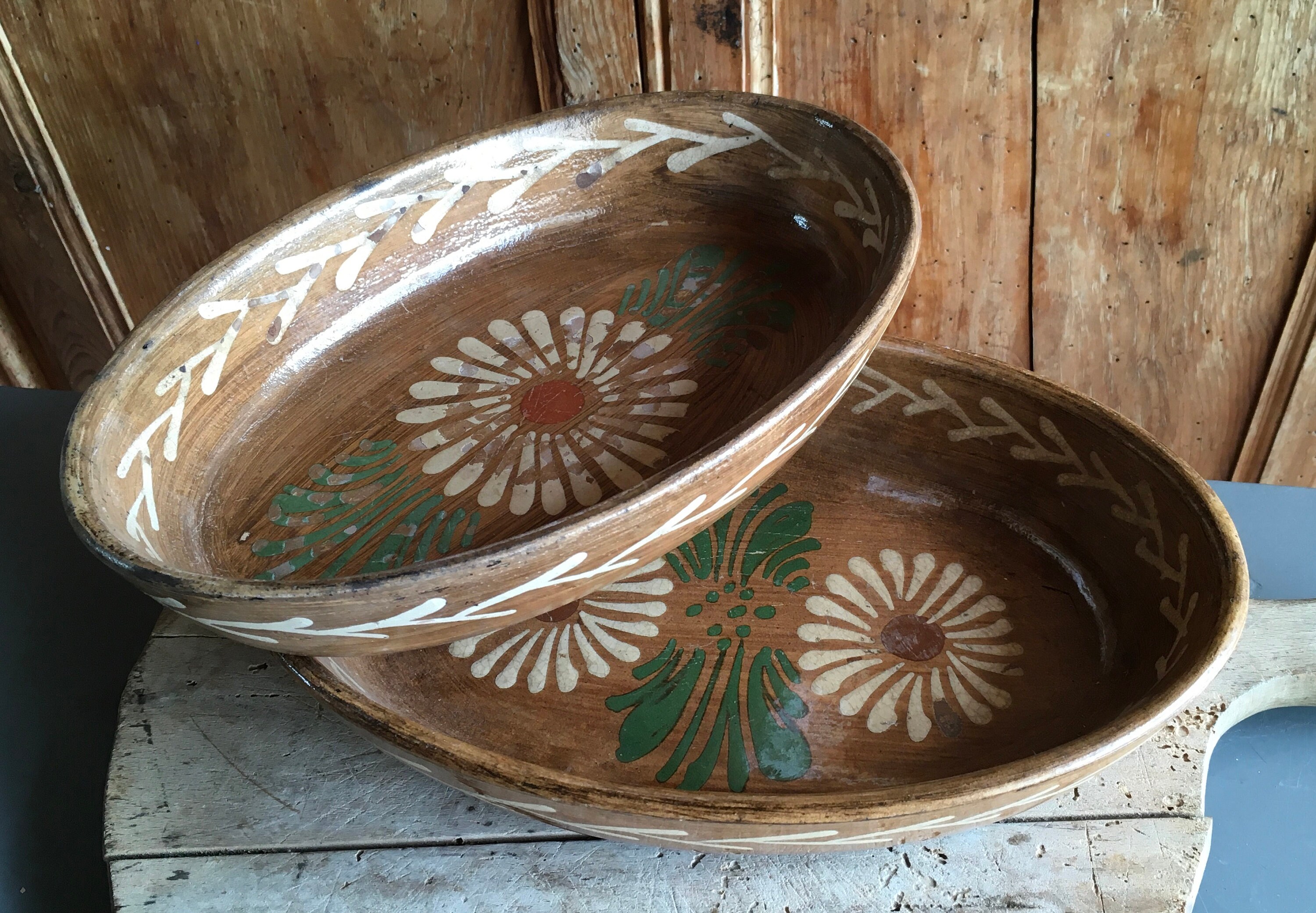 2 Français Millésimé Gratin, Plat Four de La Région Alsace. Utilisé Mais Fabuleux État Vintage. Pein