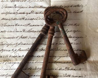 アンティークフレンチアイアンキー、シャトーデコレーション、3個