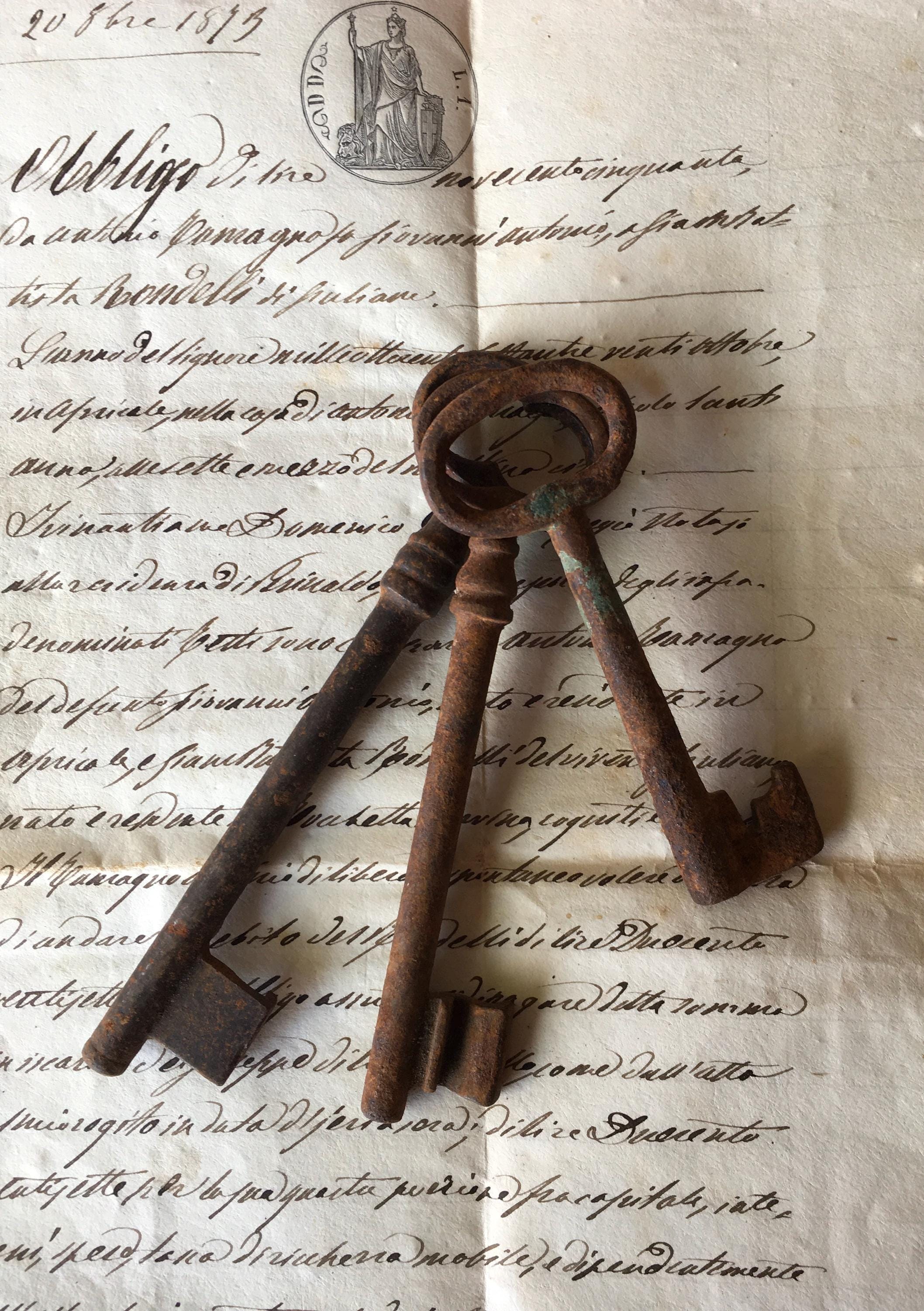 アンティークフレンチアイアンキー、シャトーデコレーション、3個