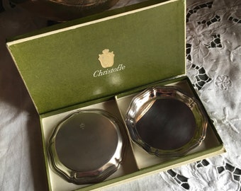 Vintage CHRISTOFLE, France, silver plated butter dishes 1950’s, in original box. Great gift.