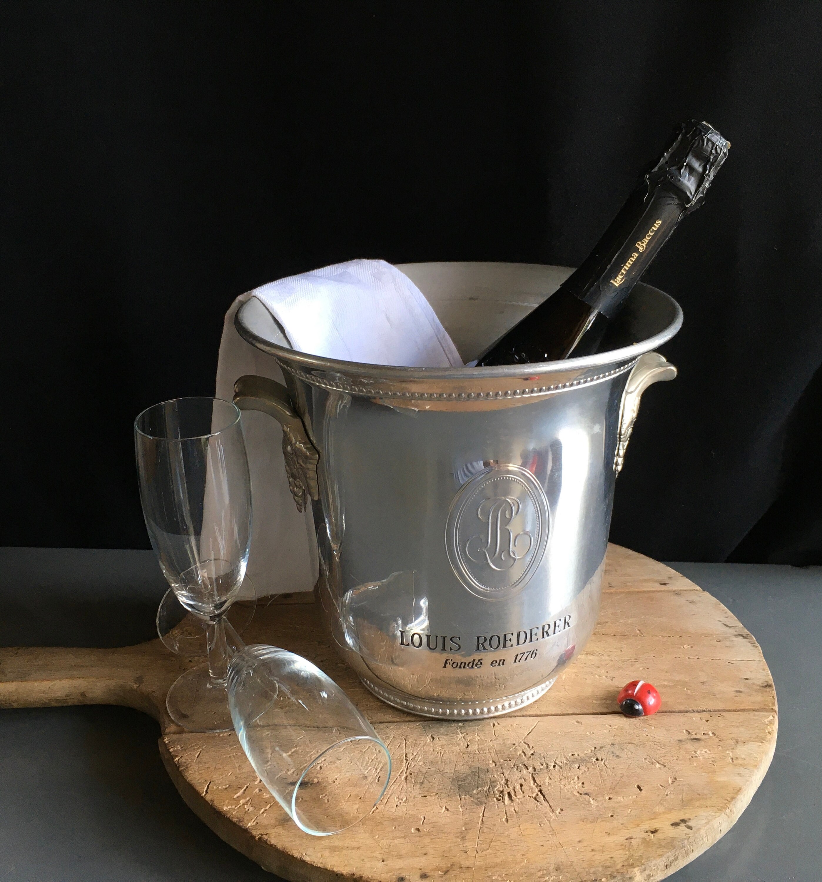 Louis Roederer Millésime Français Glacière à Champagne en Métal, Seau Glace, Refroidisseur Vin, Leur