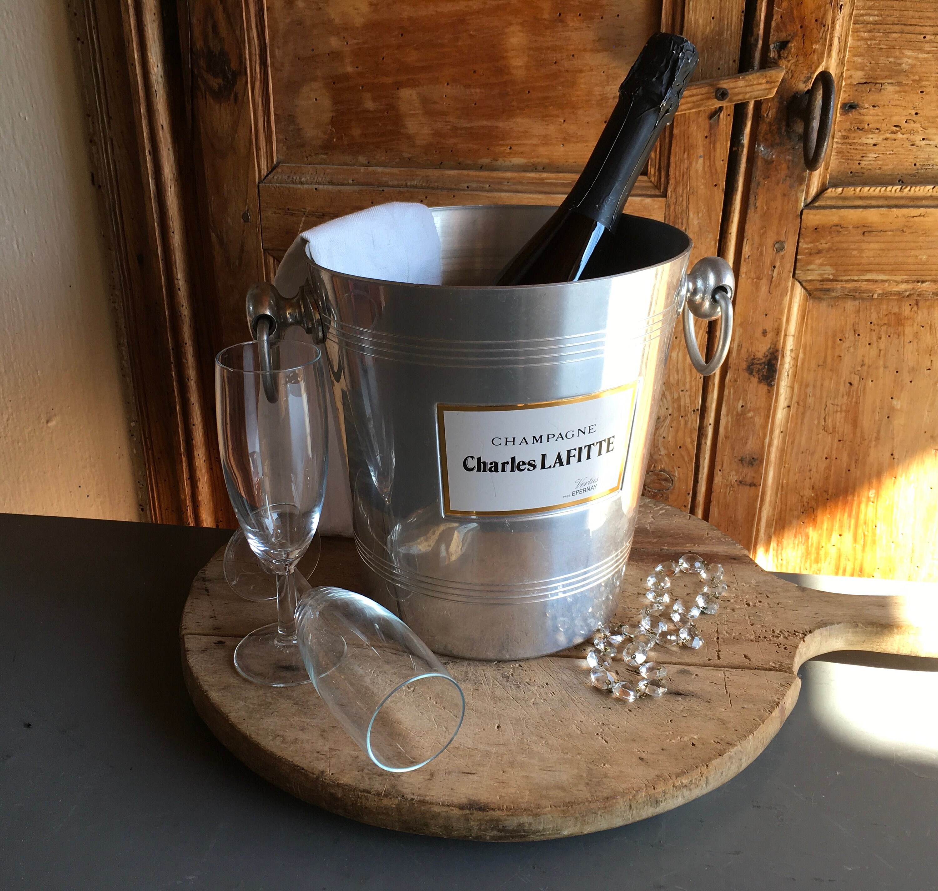 Millésime Français Charles Lafitte, Vertus, Pres Epernay Refroidisseur à Champagne en Aluminium, Sea