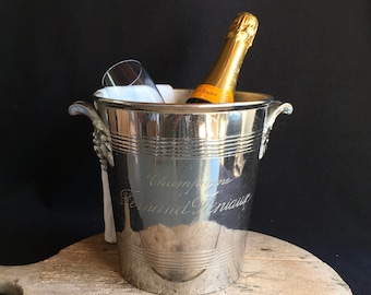 FERNAND FLINIAUX  1950’s chromed Champagne bucket, wine cooler. Beautiful engraved logo. Very near PERFECT condition.