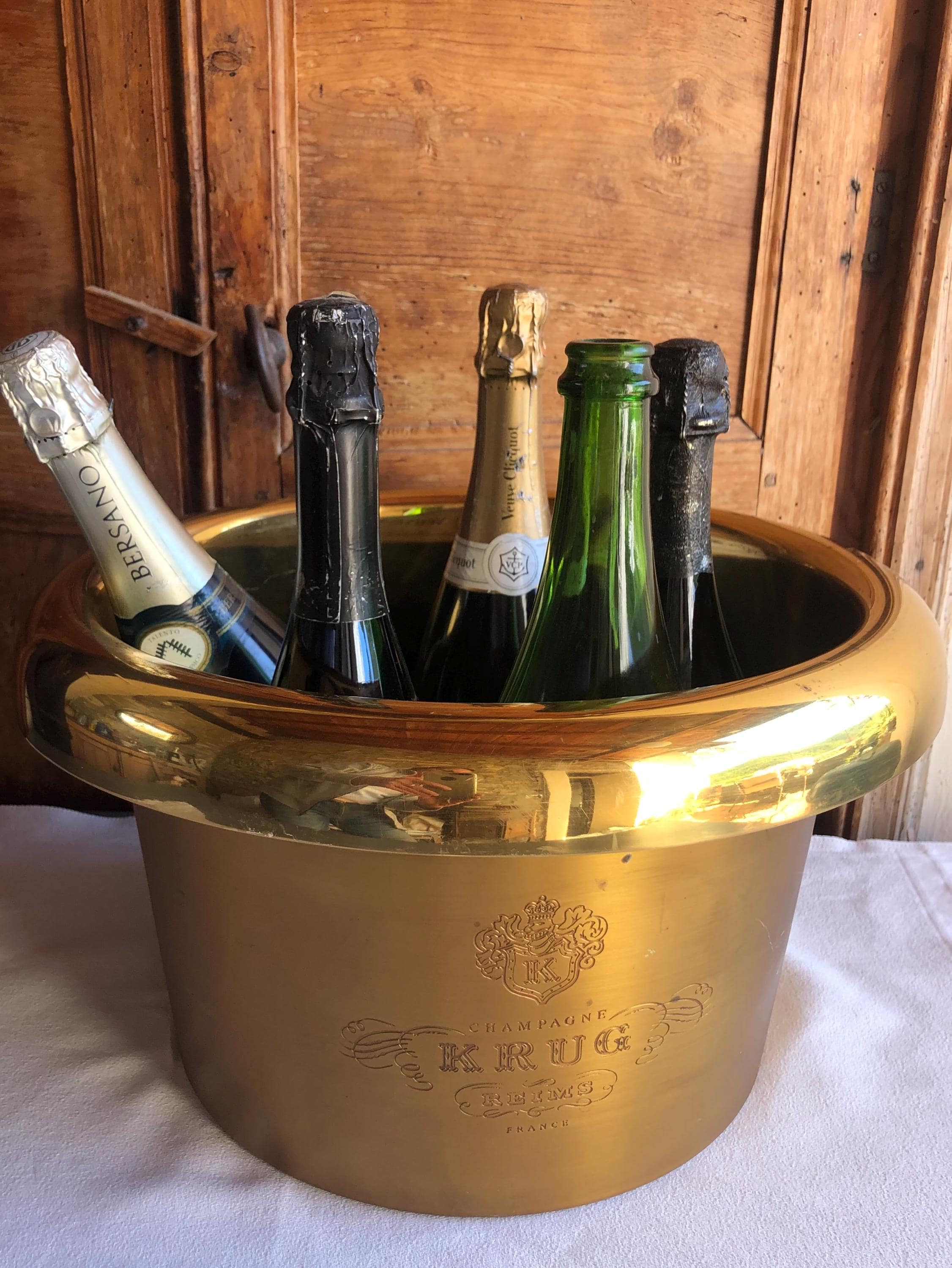 KRUG クリュッグ シャンパンクーラー アイスバケツ 美品 本物のクリュッグ・ランス、ビッグサイズ、複数ボトル、トリプル