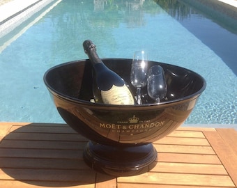 MOET & CHANDON multi bottle, double magnum size, Champagne cooler, ice bucket. Painted PEWTER, black finish. It’s a beauty!