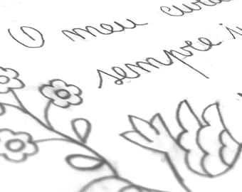 Modèle PDF de broderie de mouchoir d'amoureux – Art populaire portugais (téléchargement instantané)