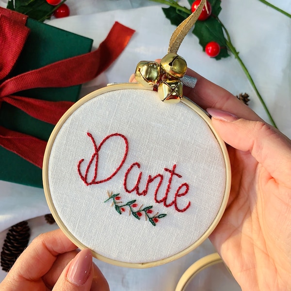 Personalized Christmas Ornament - Hand Embroidered - Home Decor - Gift - Custom embroidery