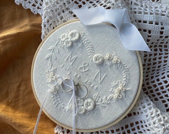 wedding ring holder - bridal - Custom embroidery - engagement - handmade - personalized