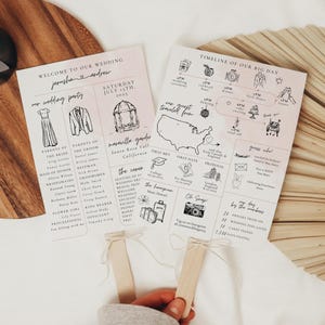 Modern Fan Infographic Wedding Program Wedding Day Timeline Program Hand Drawn Infographic Infographic Wedding Program Template Fun Program