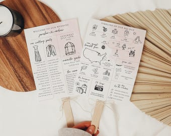 Modern Infographic Wedding Program: Hand-Drawn Timeline (Digital Download)