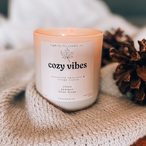 Cozy Fall Candle, Organic Wax  Candle, Fall Gift, Autumn Candle, 8oz Candle ,Wooden Wick Candle, Home Decor Candle, Clove Juniper Candle