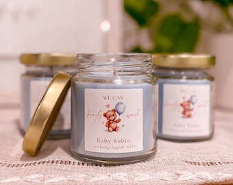 Teddy Bear Baby Shower Candle Favors: 4oz Coconut Wax
