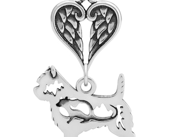 Sterling Silver Cairn Terrier Body Memorial Jewelry Cairn Terrier With Angel Wing Pet Memorial