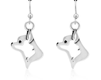 Chihuahua Earrings in Sterling Silver, Smooth Coat