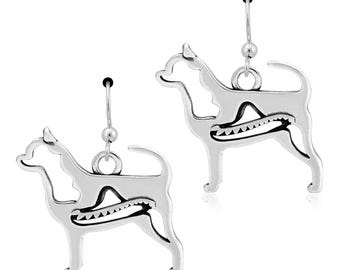 Sterling Silver Chihuahua Earrings, Smooth Coat