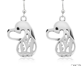 American Cocker Spaniel Earrings in Sterling Silver, Head